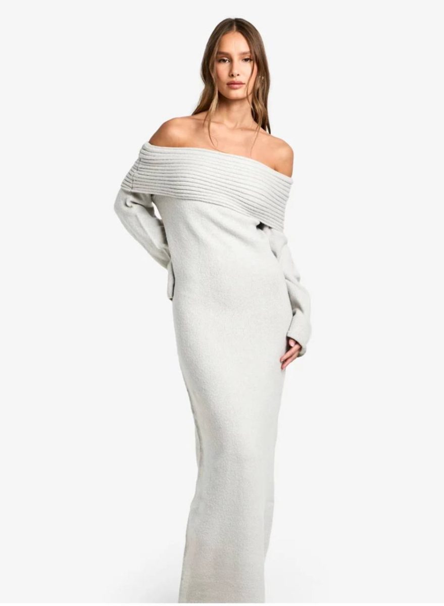 Robe pull longue épaules dénudée