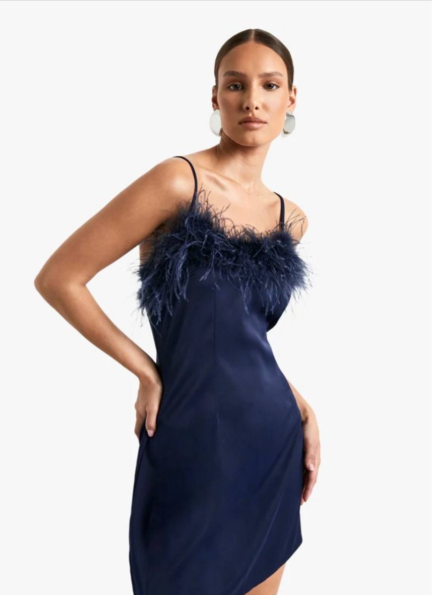 Robe courte à bretelles bleu